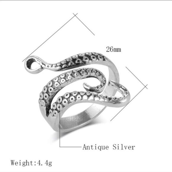The Octopus Ring adjustable in silver - Picture 6 of 6